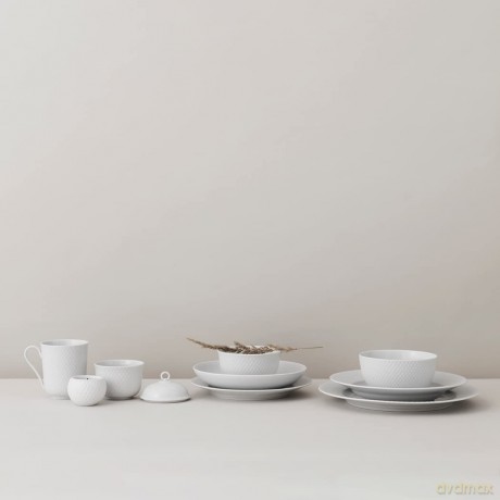 Lyngby Porcelan - Rhombe White Soup Plate - 23 cm