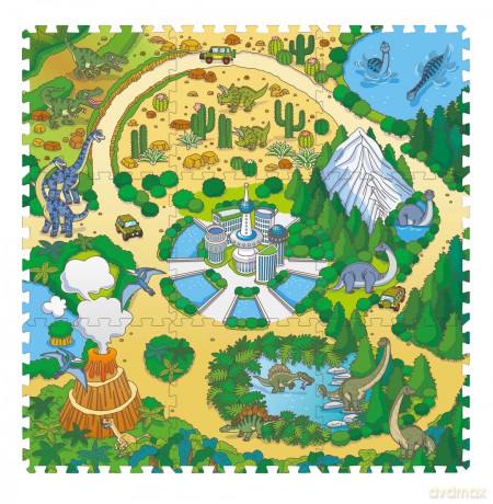 Magni - Floor puzzle with dino park - 9 foam tiles