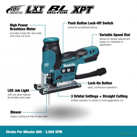 Makita DJV185Z Cordless Pendulum Jigsaw 18 V (without Battery, without Charger)