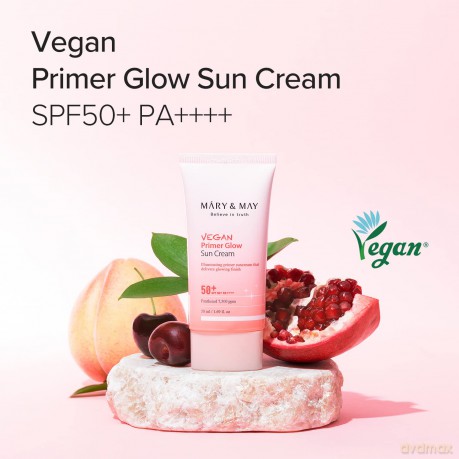 Mary&May - Vegan Primer Glow Sun Cream SPF50+ PA++++ - Subtle Pink - 50 ml