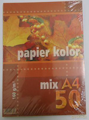 Papier Kolory Fluorescencyjne Mix A4-50 160g [SZKOŁA]