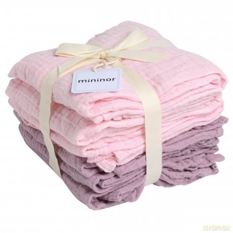 Mininor Global - Organic Muslin Cloth - 6pcs Rose/Heath flower (10264)
