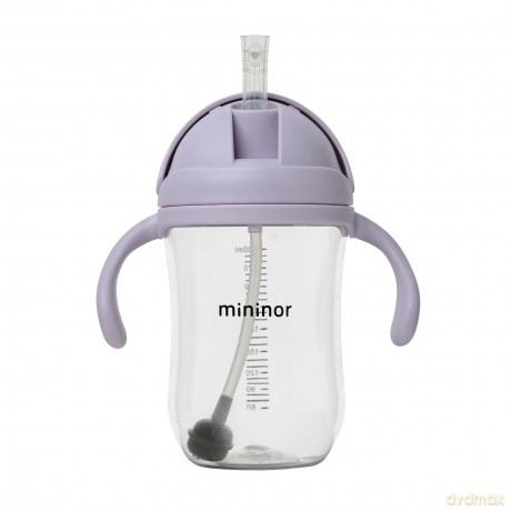 Bidon Mininor Global - Straw Bottle Tritan 330ml - Lilac flower (14253)