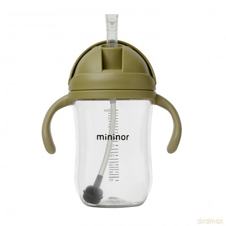 Bidon niekapaek Mininor Global - Straw Bottle Tritan 330ml - Moss Green (14253)