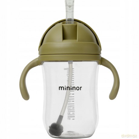 Bidon niekapaek Mininor Global - Straw Bottle Tritan 330ml - Moss Green (14253)