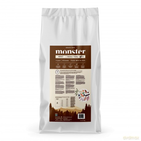 Monster Pet Food - Dog Grain Free Adult Chicken/Turkey - 17 kg