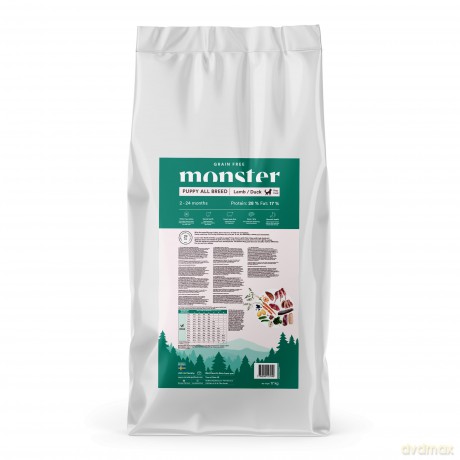 Monster Pet Food - Dog Grain Free Puppy All Breed - Lamb/Duck - 17 kg