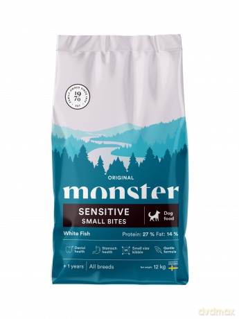 Monster Pet Food - Dog Original Sensitive White Fish Small Bites - 12 kg