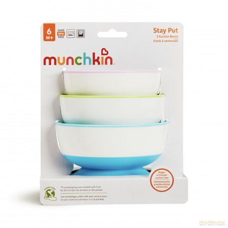 Munchkin - 3pk Suction Bowls - Purple, Green, Blue