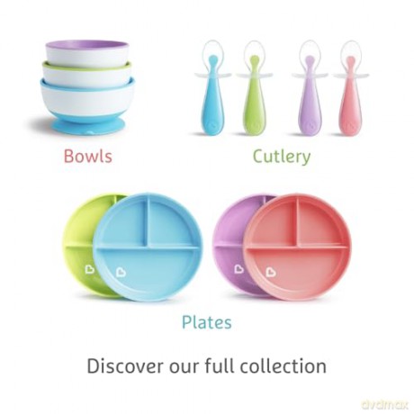 Munchkin - 3pk Suction Bowls - Purple, Green, Blue