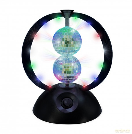 Music - Rotating Double Mirror Balls with Multi Colour LEDs - Multi-color - 240 mm height, 8 cm diameter balls