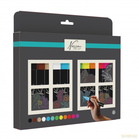 Nassau - Window/chalk Markerset, 23x17x2.5cm, 12 Pcs (AR0166/GE)