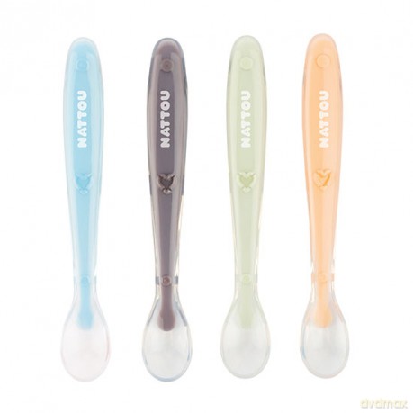 Nattou - Spoon 4-pack Soft Silicone Multi