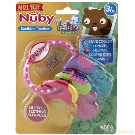 Nuby - Teether IcyBite Keys - 3m+Pink/Blue/Yellow (708011)