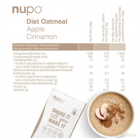 Nupo - Diet Oatmeal Apple Cinnamon 12 Servings