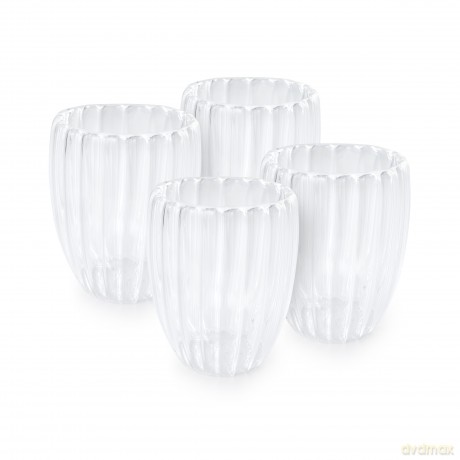 Olsen Home - Double-walled Glasses with Ridges - 4 Pack