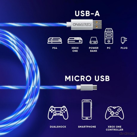 Oniverse Micro Usb Charge Cable With Led, 2 Meters - White