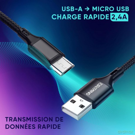 Oniverse Usb-A To Micro-Usb Charge Cable, 3 M - Black