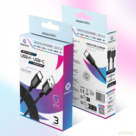 Oniverse Usb-A To Usb-C Charge Cable, 3 M - Black