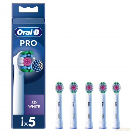 Oral B - Pro 3D White Toothbrush Heads - White - 5 count