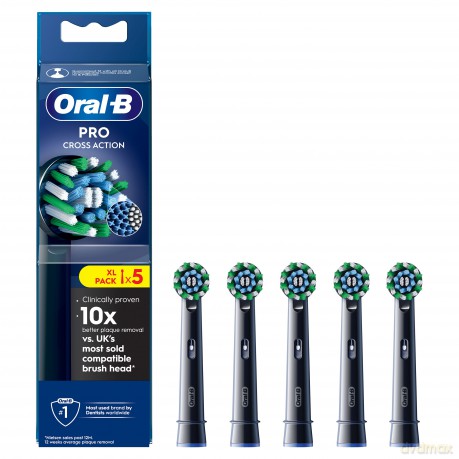 Oral B - Pro Cross Action Toothbrush Heads - Black - 5 Counts