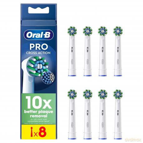 Oral B - Pro Cross Action Toothbrush Heads - White - 8 Counts