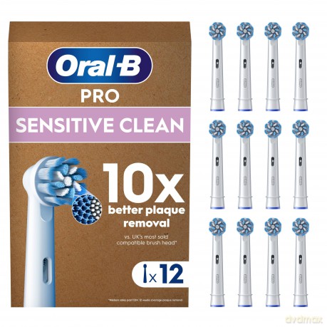 Oral B - Pro Sensitive Clean Toothbrush Heads - White - 12 Counts