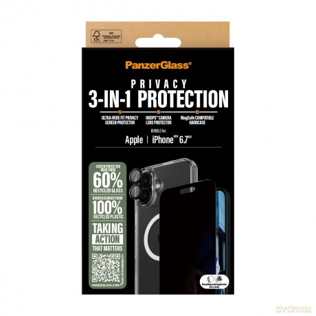 PanzerGlass - iPhone 16 Plus 6.7'' 3-in-1 Privacy Protect Bundle