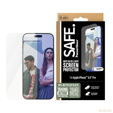 PanzerGlass - SAFE - Screen Protection - Anti-Blue - iPhone 16 Pro Max - Ultra Wide Fit