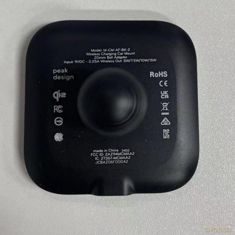 Peak Design - Mobile Car Mount 20mm Ball Adapter Charging V2 - Black - E