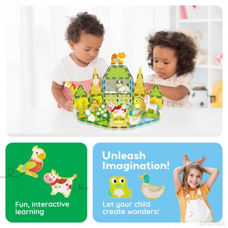 Picasso Tiles - Farm themed set with 8 animals (26 pcs) (PTQ27)
