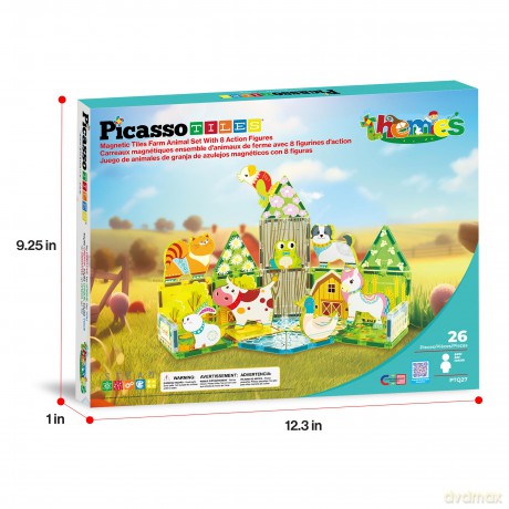 Picasso Tiles - Farm themed set with 8 animals (26 pcs) (PTQ27)
