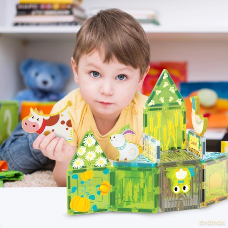 Picasso Tiles - Farm themed set with 8 animals (26 pcs) (PTQ27)