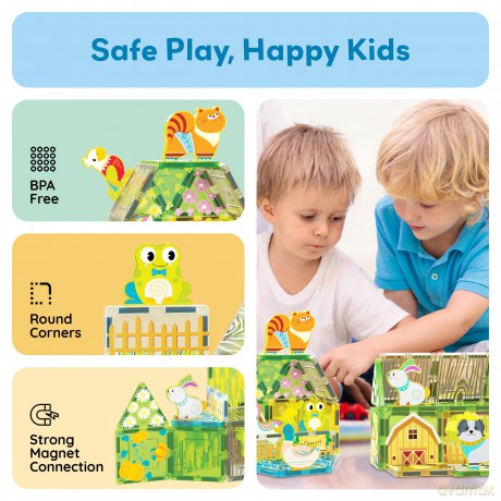 Picasso Tiles - Farm themed set with 8 animals (26 pcs) (PTQ27)