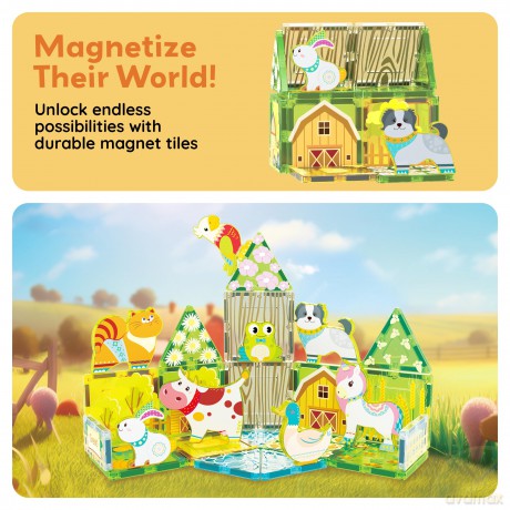 Picasso Tiles - Farm themed set with 8 animals (26 pcs) (PTQ27)