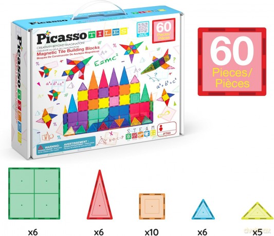 Picasso Tiles - Magnetic Tiles (61 pcs) (PT61)