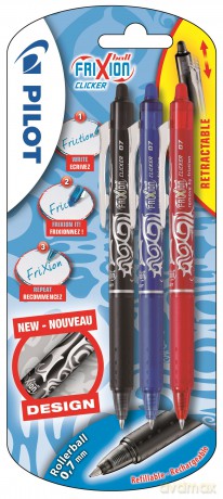 Pilot - FriXion Clicker 0.7 - Assorted Colors (Pack of 3)