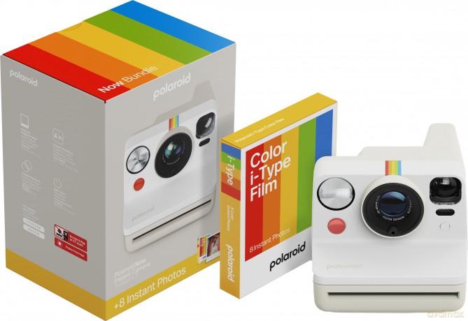Polaroid - Now Gen 3 Pebble White - bundle with Color Film (8 photos)