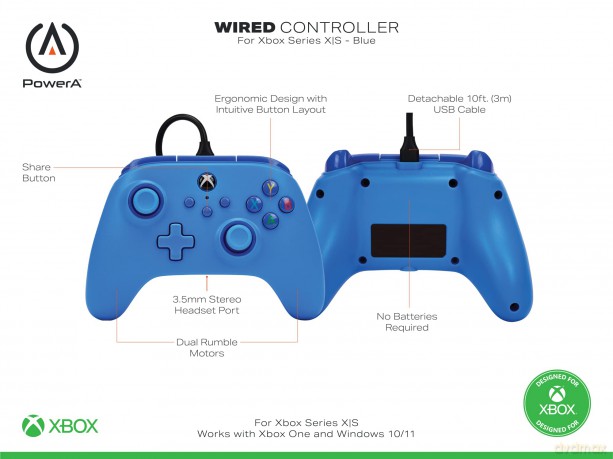 PowerA - Wired Controller - Blue/ Xbox Series X