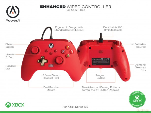 Pad przewodowy PowerA Enhanced Wired Controller For Xbox Series X - S - Red