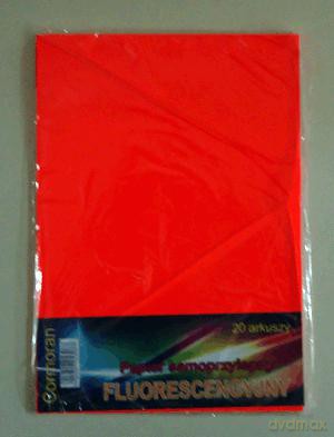 Papier Samoprzylepny A4 Fluorescencyjny Czerwony [SZKOŁA]