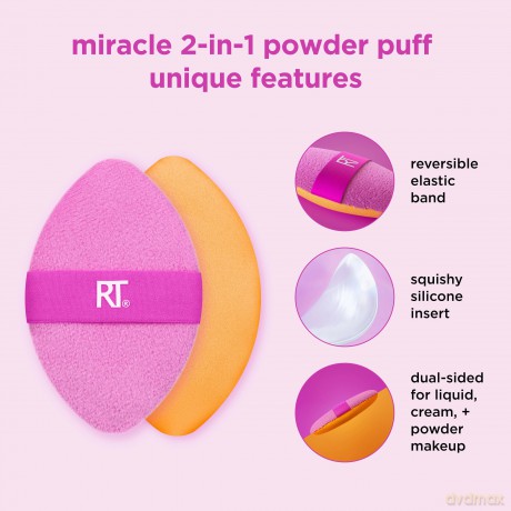 Real Techniques - Miracle 2-in1 Powder Puff Duo - Pink/Orange