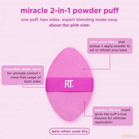 Real Techniques - Miracle 2-in1 Powder Puff Duo - Pink/Orange
