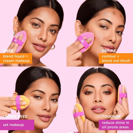 Real Techniques - Miracle 2-in1 Powder Puff Duo - Pink/Orange