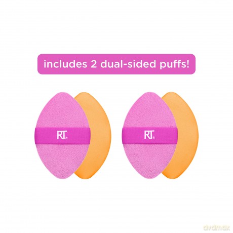 Real Techniques - Miracle 2-in1 Powder Puff Duo - Pink/Orange