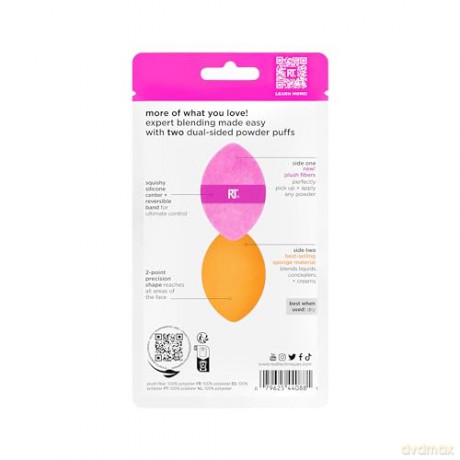 Real Techniques - Miracle 2-in1 Powder Puff Duo - Pink/Orange