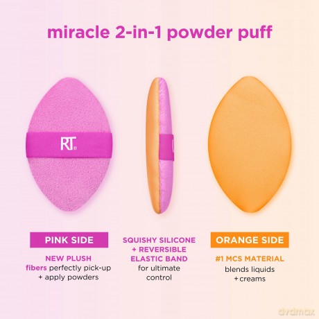 Real Techniques - Miracle 2-in1 Powder Puff Duo - Pink/Orange