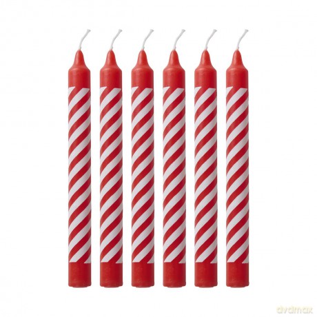 Rice - Candles with Candy Stripes - Red and White - Small