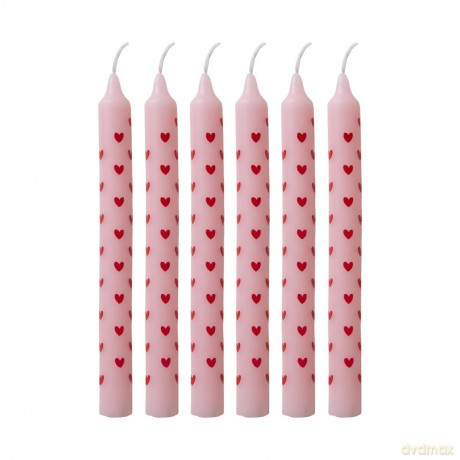 Rice - Candles with Heart Print - Red - Small