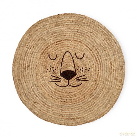 Rice - Jute Floor Mate with Lion Face - Natural